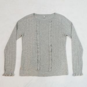 Halogen Gray Waffle Knit Sweater w/Ruffles